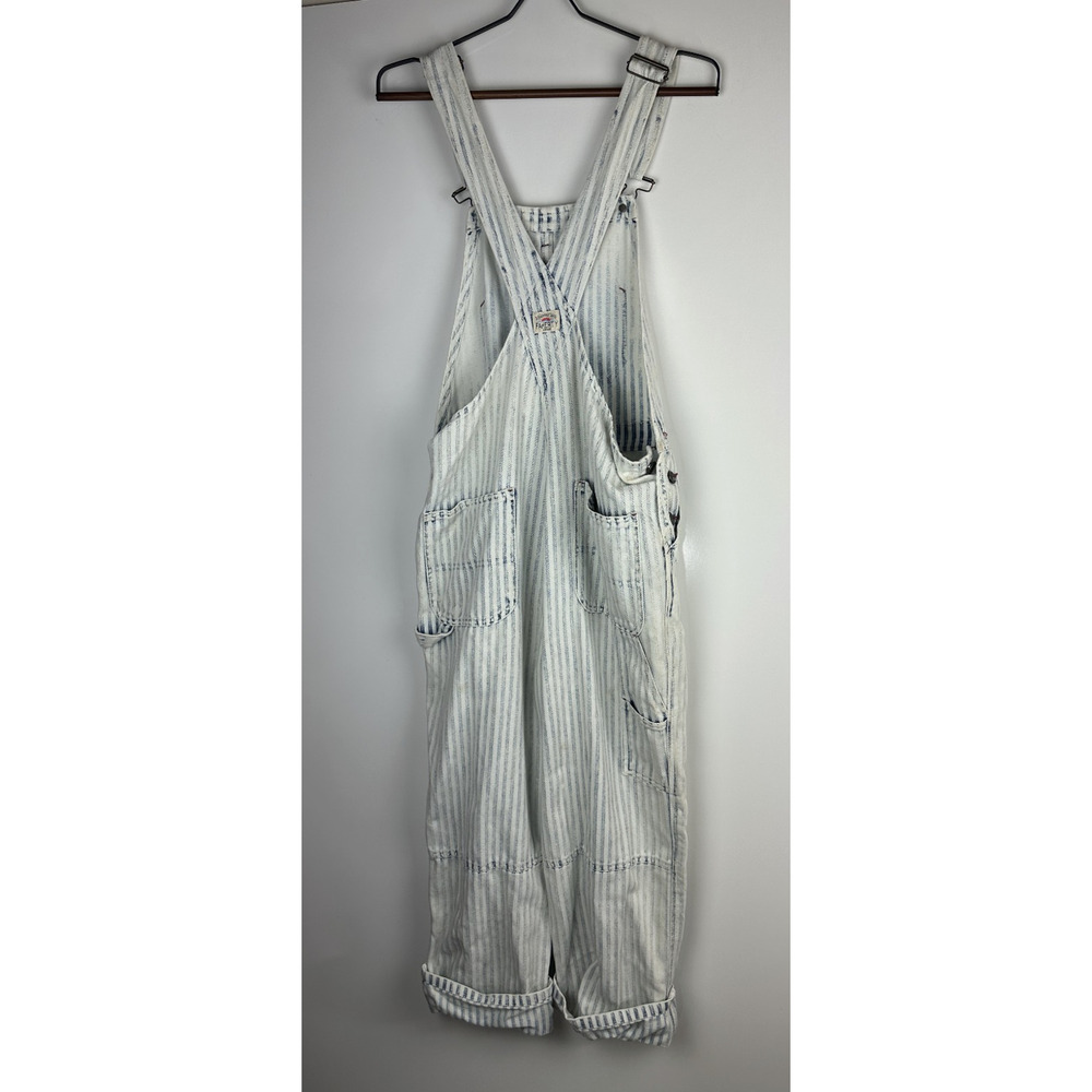 Faherty Topsail Bib Overall Railroad Stripe Blue White *Stained Distressed Small - Picture 7 of 16